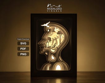 Family Lightbox SVG Template: Paper Cut Shadowbox (Digital Download)