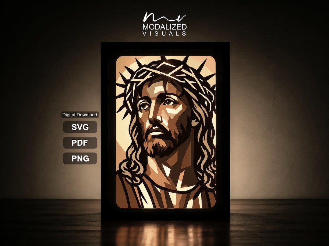 Modèle 3D Jesus Lightbox : Shadowbox SVG papier découpé (téléchargement ...