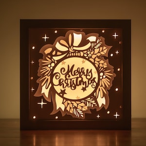 3D Christmas Shadowbox SVG Template: Festive Greetings Papercut (Digital Download)