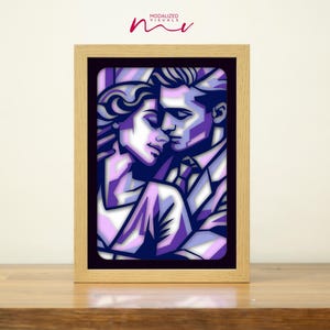 3D Couple Colored Card Stock Template, Loving Couple Shadowbox, Sweet Couple Paper Cut SVG.