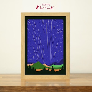 3D Night Sky gekleurde Card Stock SVG, Milky Way Shadow Box SVG-sjabloon, gloeiende sterren papier snijden SVG-bestanden.