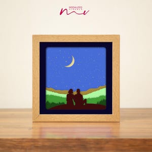 Couple Under Stars Shadow Box SVG: Romantic Paper Cut Template (Digital Download)