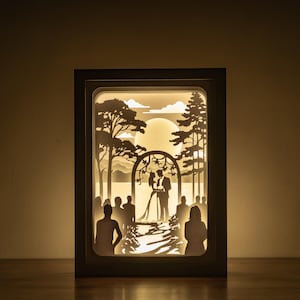 Wedding Lightbox SVG Template: Romantic Couple Paper Cut (Digital Download)