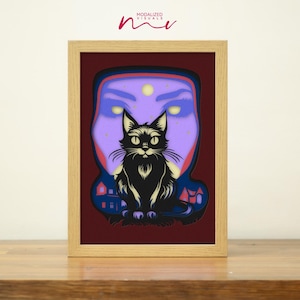 3D Cat Shadowbox Template: Feline Paper Cut SVG (Digital Download)