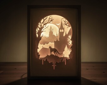Dog Lightbox SVG Template: Gothic Church Shadowbox (Digital Download)