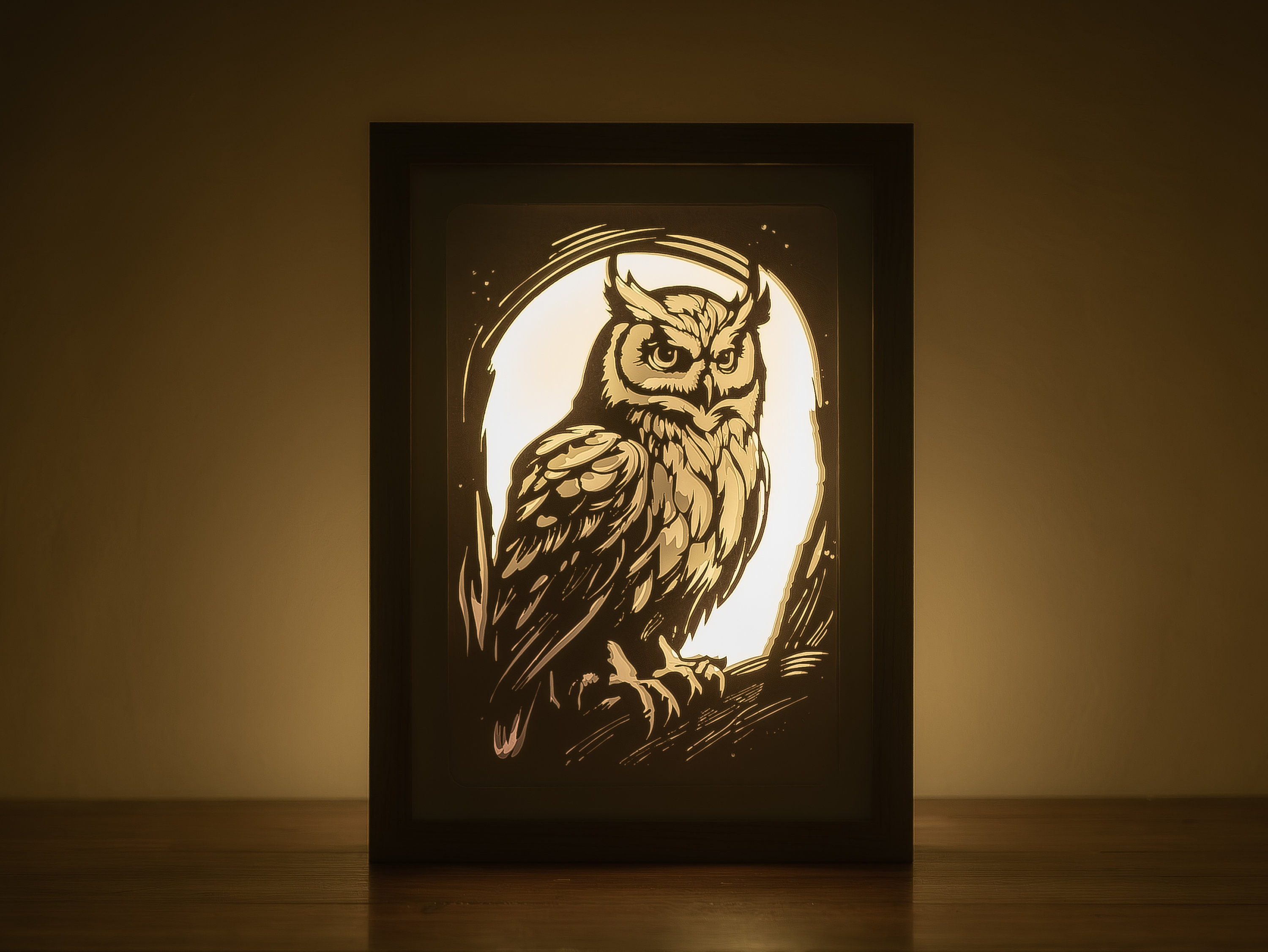 3D Owl Shadowbox Template: Minerva Bird Paper Cut SVG (Digital Download)