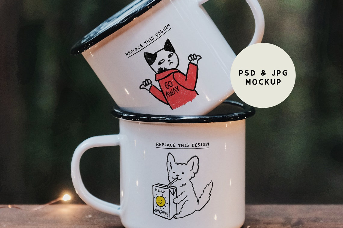 Download Enamel Mug Mockup Both Side Black Rim Mug Camp Mug Mockup | Etsy