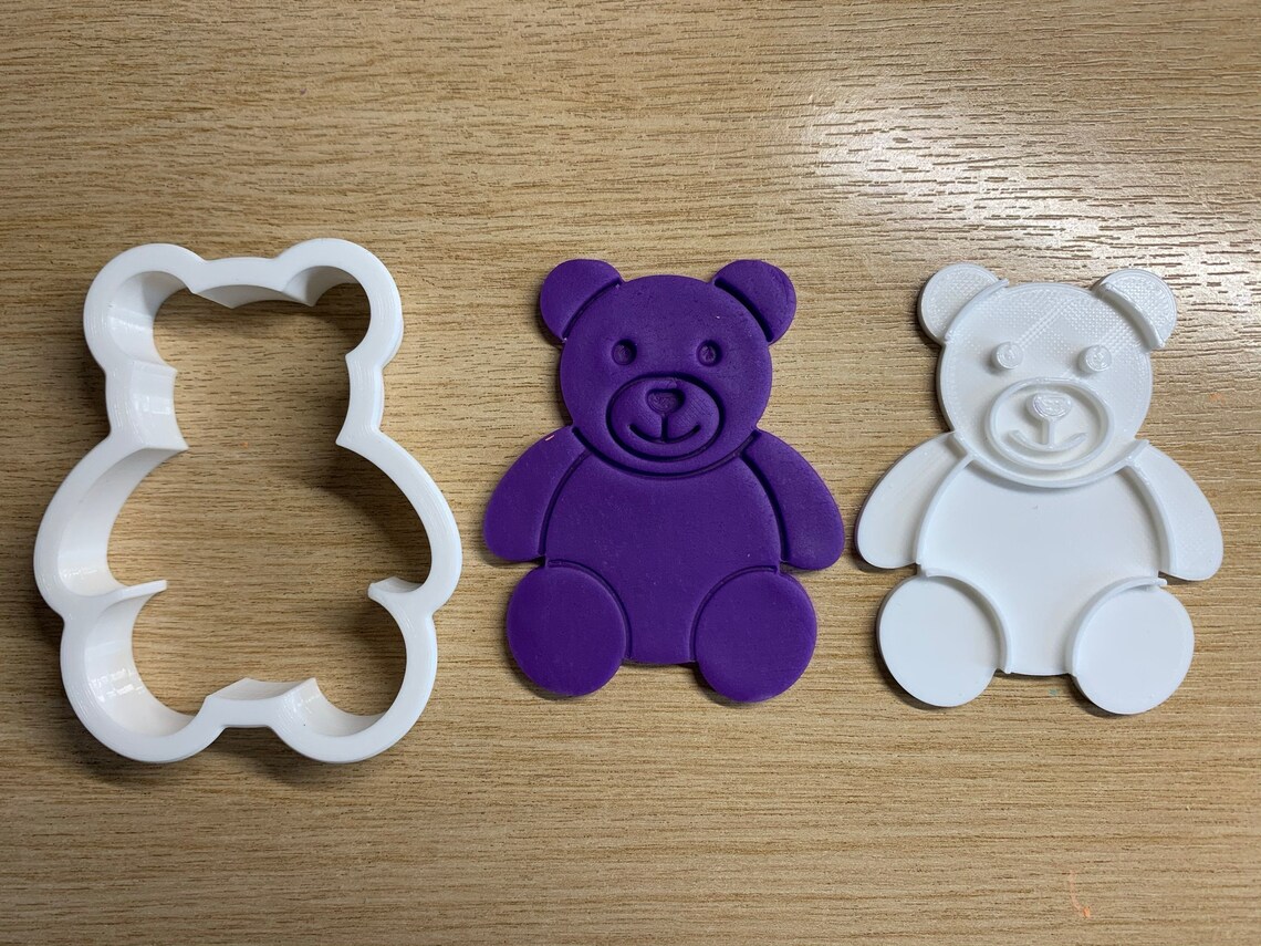 Teddy Bear Cookie/clay Cutters With Stamps 4 Sizes Etsy UK