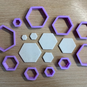 Hexagonal Shaped Polymer Clay Cutters - 10 Sizes
