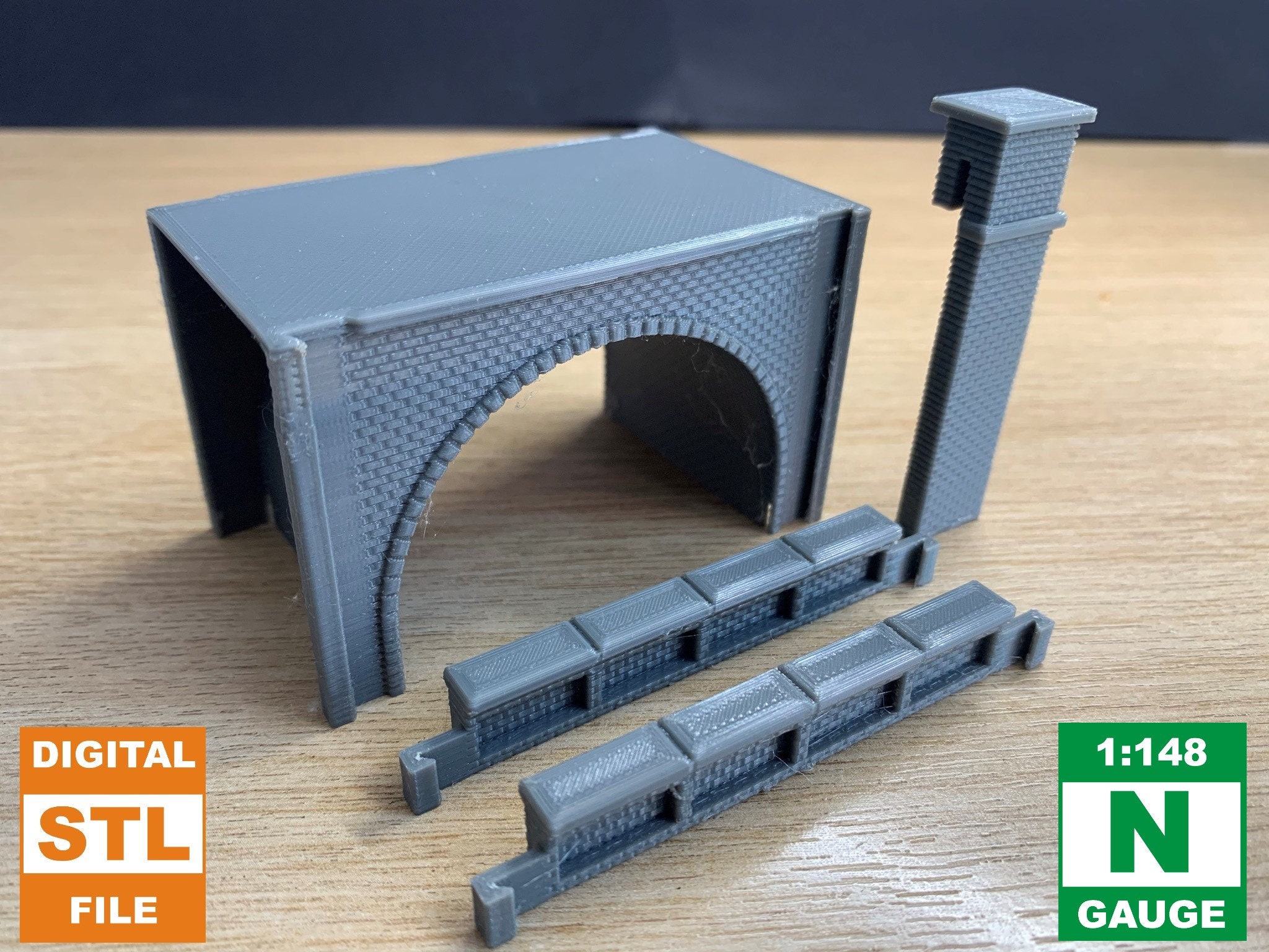 MYVILLAGE Set Di 2 Portali Tunnel Per Treno Scala 1:87 – Colore Grigio, Misura 13x1,5x18 Cm | Per Decorazione Natalizia E Modellismo Ferroviario