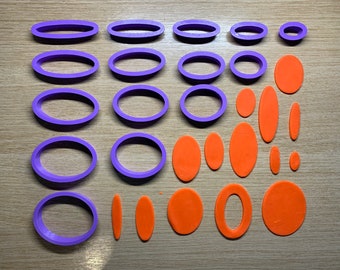 Ellipse/Oval Shaped Polymer Clay Cutters - 15 Sizes