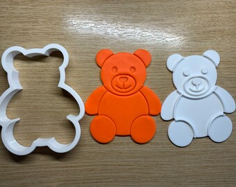 Teddy Bear Cookie/Clay Cutters Con Timbri - 4 Taglie