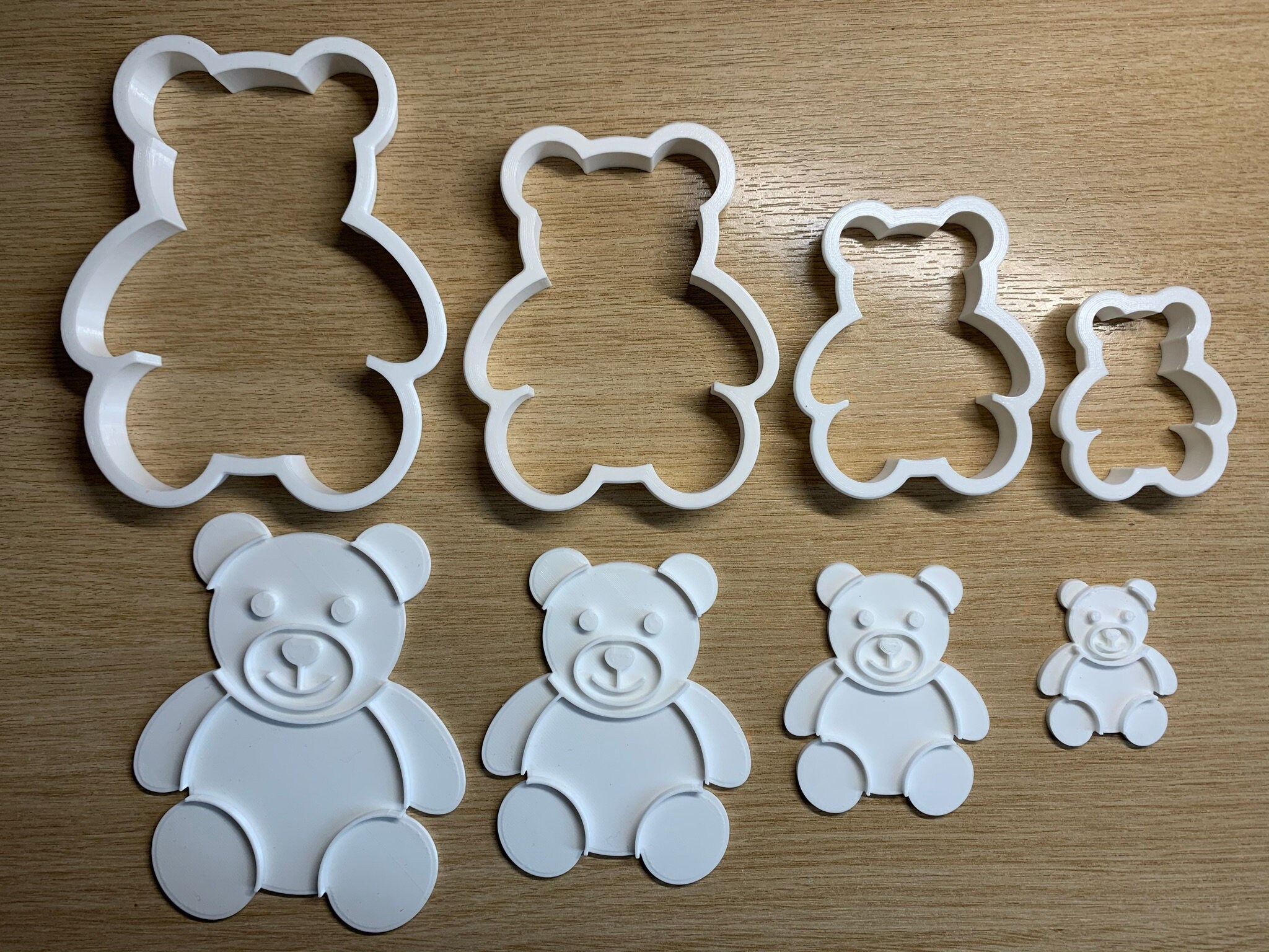 Teddy Bear Cookie/clay Cutters With Stamps 4 Sizes Etsy