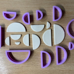 Semi Circle Polymer Clay Cutters - 10 Sizes - Half Moon - Slice