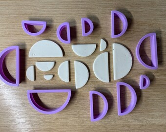 Semi Circle Polymer Clay Cutters - 10 Sizes - Half Moon - Slice