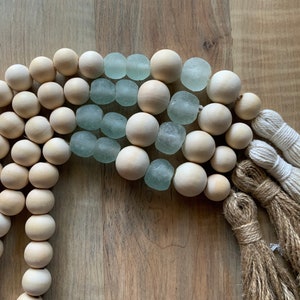 Curtain Tie Backs | Aqua Sea Glass Tie Backs | Home Accents | Coastal Home Decor | Tie Backs | Curtain Holders | Home Decor | Curtains