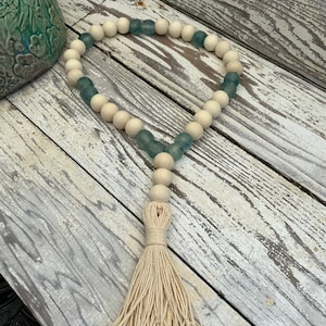 Looped Sea Glass Garland, Sea Glass Garland, BOHO Garland, Blessing Beads, Farmhouse Garland, Coastal Decor, Rustic Decor, Bohemian Decor,