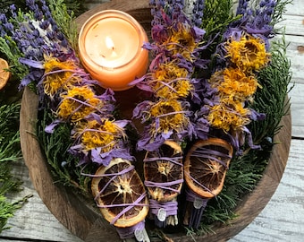10&quot; LARGE SWEET SUMMER Floral Bundle | Blue Lotus Floral Cleanse | Spiritual Healing | Home Cleanse | Ritual Cleanse | Cleansing Smudge
