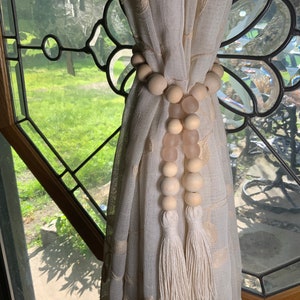 Curtain Tie Back | Choose Your Color | Sea Glass Curtain Tie Back | BOHO Decor | Coastal Decor | Farmhouse Decor | Tie Back