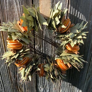 14&quot; Bay Leaf, Orange Slices, Cinnamon Sticks Wreath | Home Decor | BOHO Wreath and Decor | Farmhouse Decor | New Homeowner&#39;s Gift