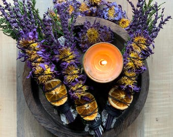 10&quot; LARGE SWEET SUMMER Floral Bundle | Blue Lotus Floral Cleanse | Spiritual Healing | Home Cleanse | Ritual Cleanse | Cleansing Smudges