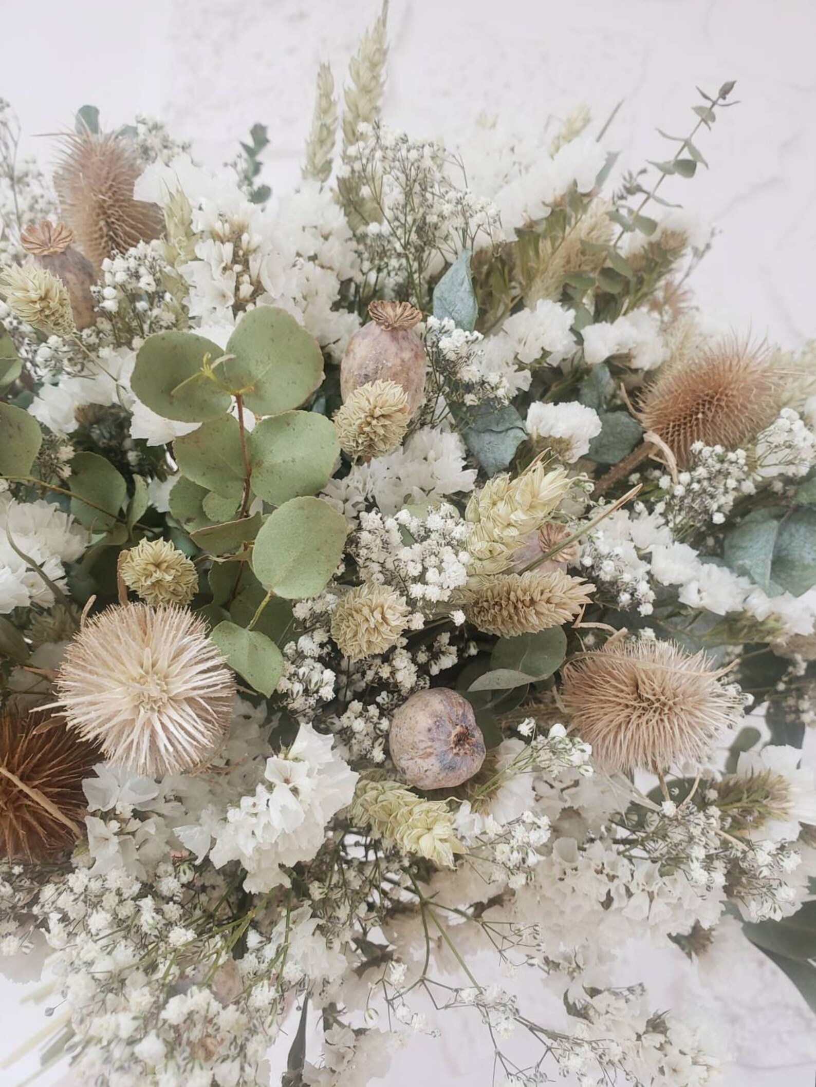 Bouquet Champêtre De Fleurs Séchées – Composition Naturelle Marron, Fait Main En France