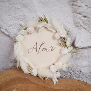 Carte bois personnalisée, idée cadeau maitresse,  nounou ou prénom bébé.  naissance, Grossesse. Anniversaire. Fleurs sechées choix couleurs