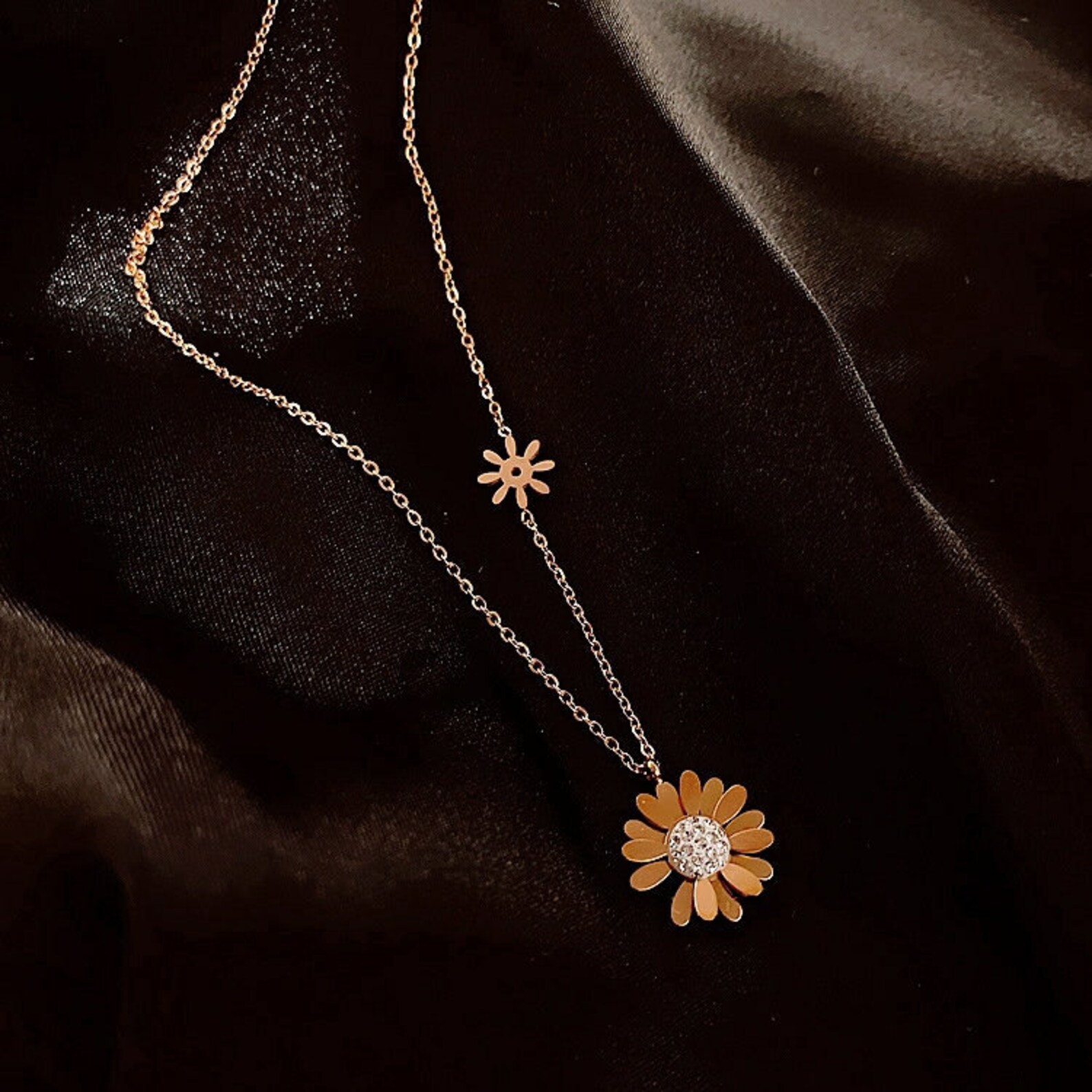 Designer Inspired Gold Daisy Necklace Floral Pendant Women | Etsy