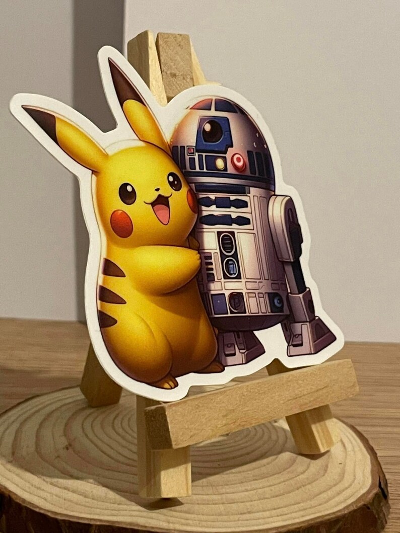 Pikachu Hugging R2D2 Sticker - Etsy