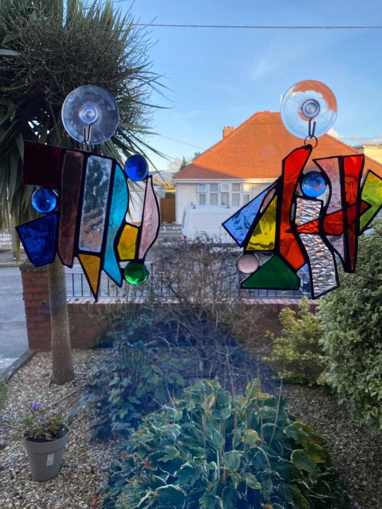 Abstract Stained Glass Sun Catchers Etsy UK