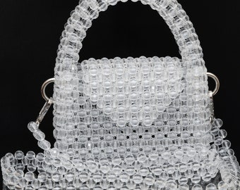 Bolso de noche para mujer, Bolso transparente con cuentas de acrílico, Bolso de cóctel transparente hecho a mano, Bolso nupcial de boda de lujo, Clutch de noche para fiesta de graduación