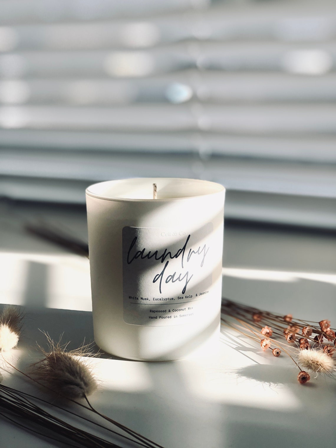 Laundry Day Candle Clean Cotton Scented candle Matt White Etsy