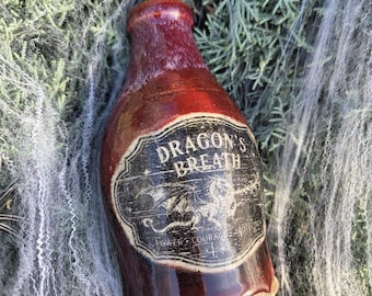 Botella de cerámica Aliento de Dragón - Botella de poción de gres rojo hecha a mano