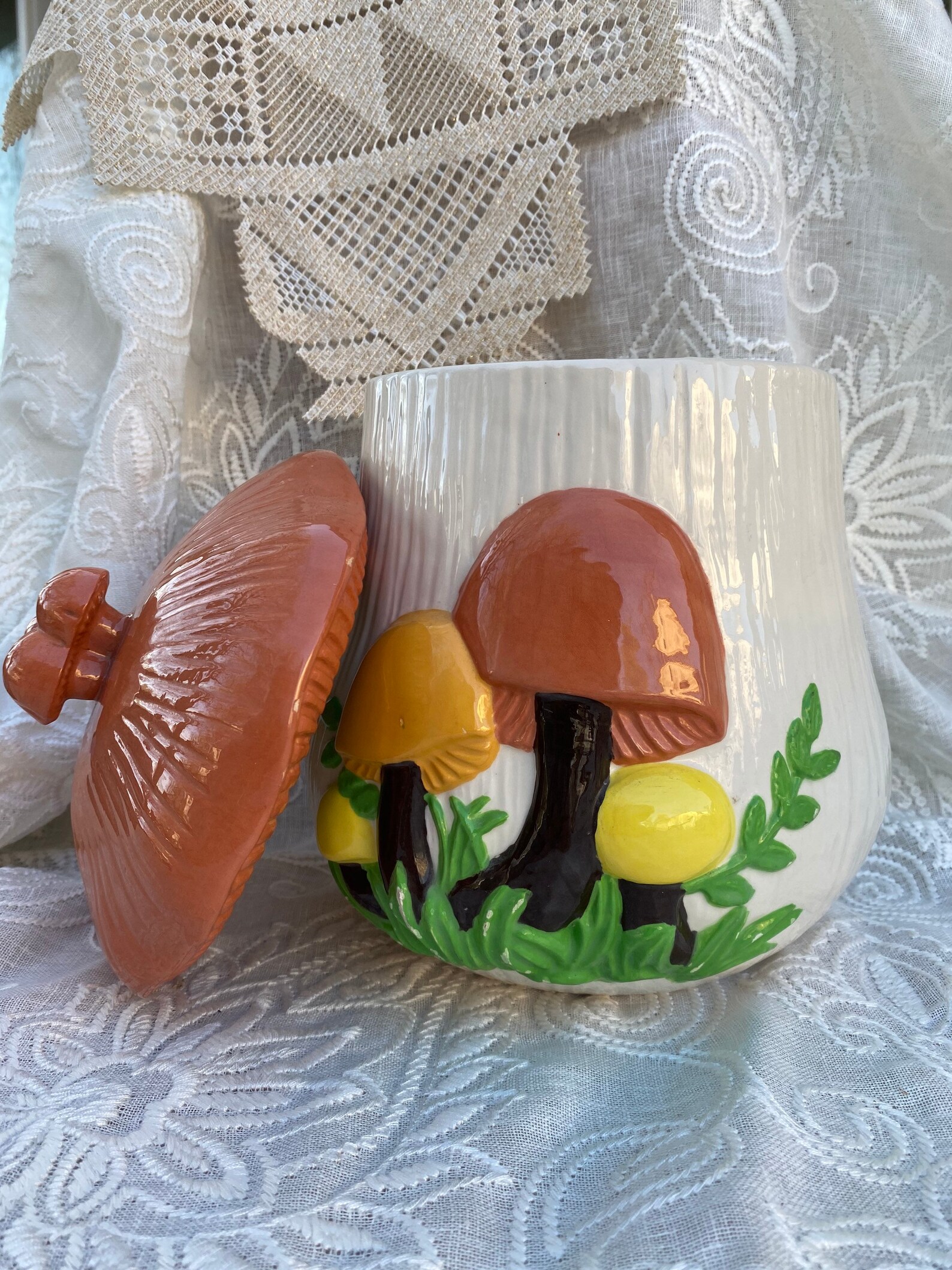 Mushroom Cottagecore cookie jar Etsy