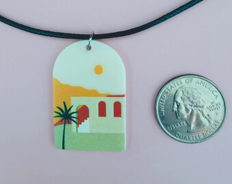 HANDMADE MOUNTAIN RESIN Necklace , Landscape Resin Necklace , Sun Pendant Gift , Gift for Teenager , Necklace Gift for Daughter