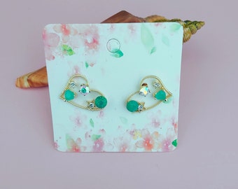 HEART SHAPED CUBIC Zirconia Earrings, 925 Silver Needle Zircon Heart Stud Earrings , Earrings for Bestfriend, Anniversary Gift for Female