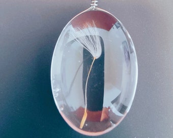 Dandelion Seed Oval Charm Necklace, Inspirational Jewelry, Nature Gift