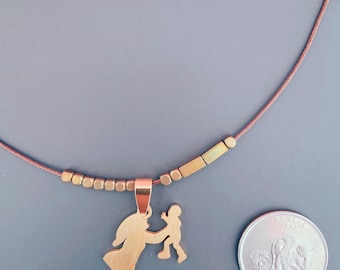 MOTHER'S DAY NECKLACE , Stainless Steel Necklace , Morse Code Gold Necklace , Mother and Baby Necklace , Gift for New Mom , Free Shipping