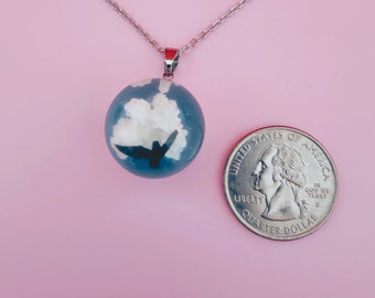 EAGLE CLOUD PENDANT, Blue Cloud Necklace , Blue Sky Necklace , White Cloud Pendant , Fluffy Clouds Resin Necklace , Gift for Nature Lover