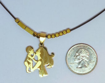 MOM & CHILD NECKLACE , Stainless Steel Necklace , Morse Code Gold Necklace , Mother and Baby Necklace , Gift for New Mom , Gift Under 20