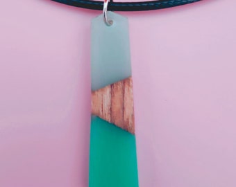 Tiny Adventure Necklace – Arrow Resin Pendant, Walnut Wood, Black Wax Cord