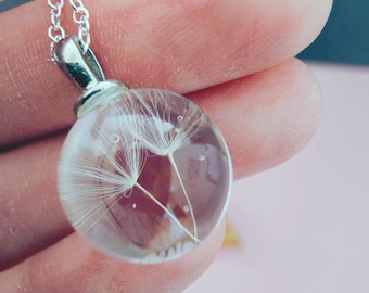 DANDELION WISH GIFT , Make A Wish Jewelry , Inspirational Gift , Dandelion Jewelry , Nature Necklace , Real Dandelion Seed , Wish Necklace