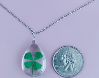 REAL 4 LEAF CLOVER Necklace, St Patrick's Day Jewelry, Irish Luck Gift, Good Luck Pendant, Good Luck Green Jewelry, Clover Jewelry for Girls