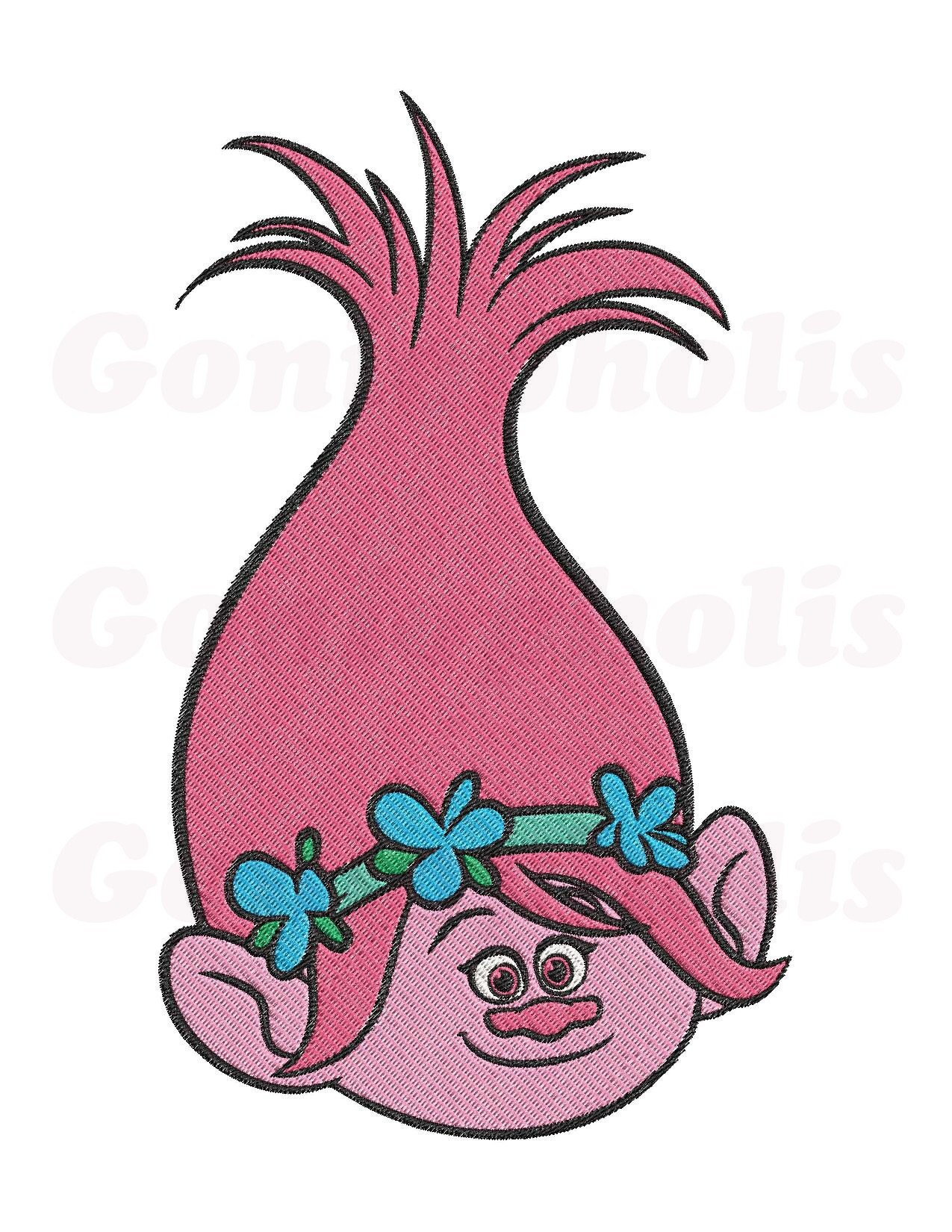 Poppy Head Trolls Filled Embroidery Design 3 Sizes 4x4 5x7 | Etsy