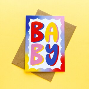 Carte de voeux BÉBÉ avec enveloppe - Nouveau-né / Shower de bébé / Félicitations - A6 - Respectueux de l'environnement / Recyclé - Angharad Ffion Design image 1