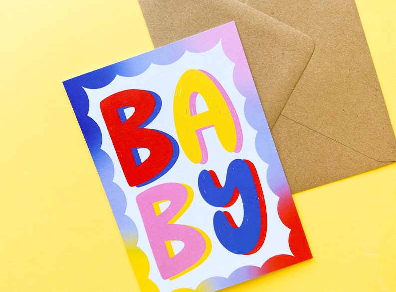 Carte de voeux BÉBÉ avec enveloppe - Nouveau-né / Shower de bébé / Félicitations - A6 - Respectueux de l'environnement / Recyclé - Angharad Ffion Design image 2