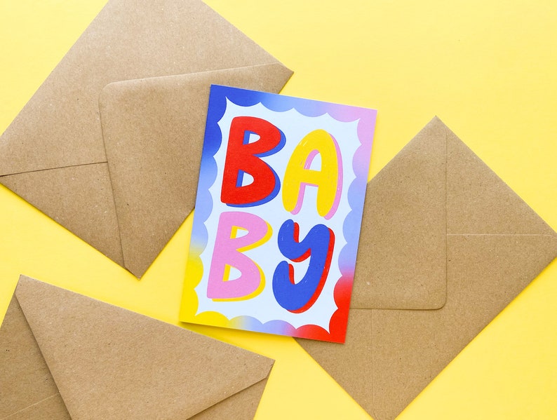 Carte de voeux BÉBÉ avec enveloppe - Nouveau-né / Shower de bébé / Félicitations - A6 - Respectueux de l'environnement / Recyclé - Angharad Ffion Design image 3