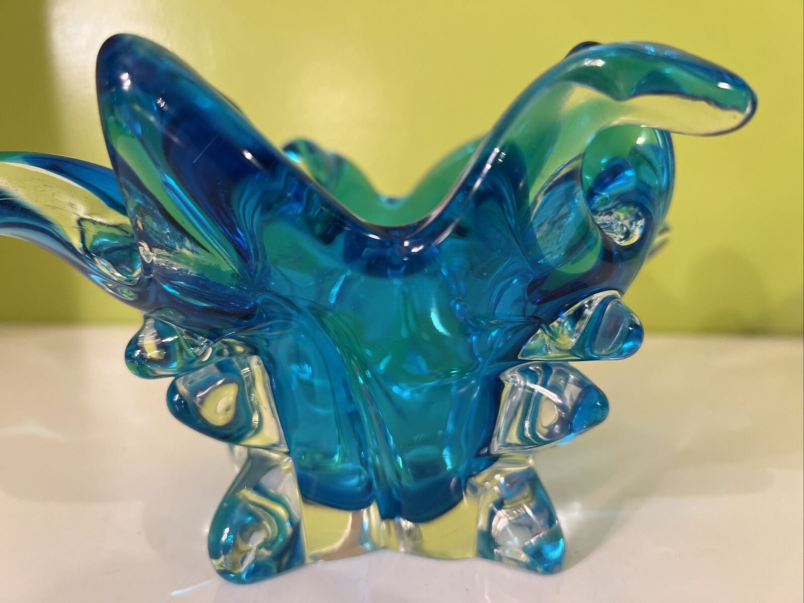 EDAG Canada Art Glass Bowl Turquoise Aqua Blue 4 1/2 Tall X Etsy