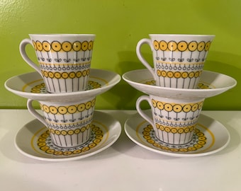 Gefle/UpsalaEkeby＊ATLANTICA＊・* Upsala Ekeby,gefle, Yellow Plates,set of 4 Plates 18 X 18cm, Retro