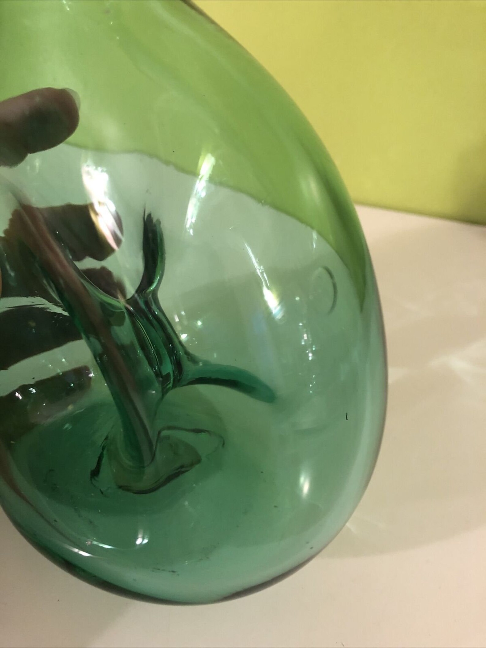 Blenko Art Glass Mint Green Donut Hole Pinched Bud Vase Rough Etsy